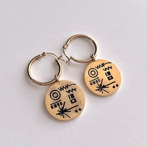 Little Rooms Golden Record Earrings in Antique Gold Vermeil